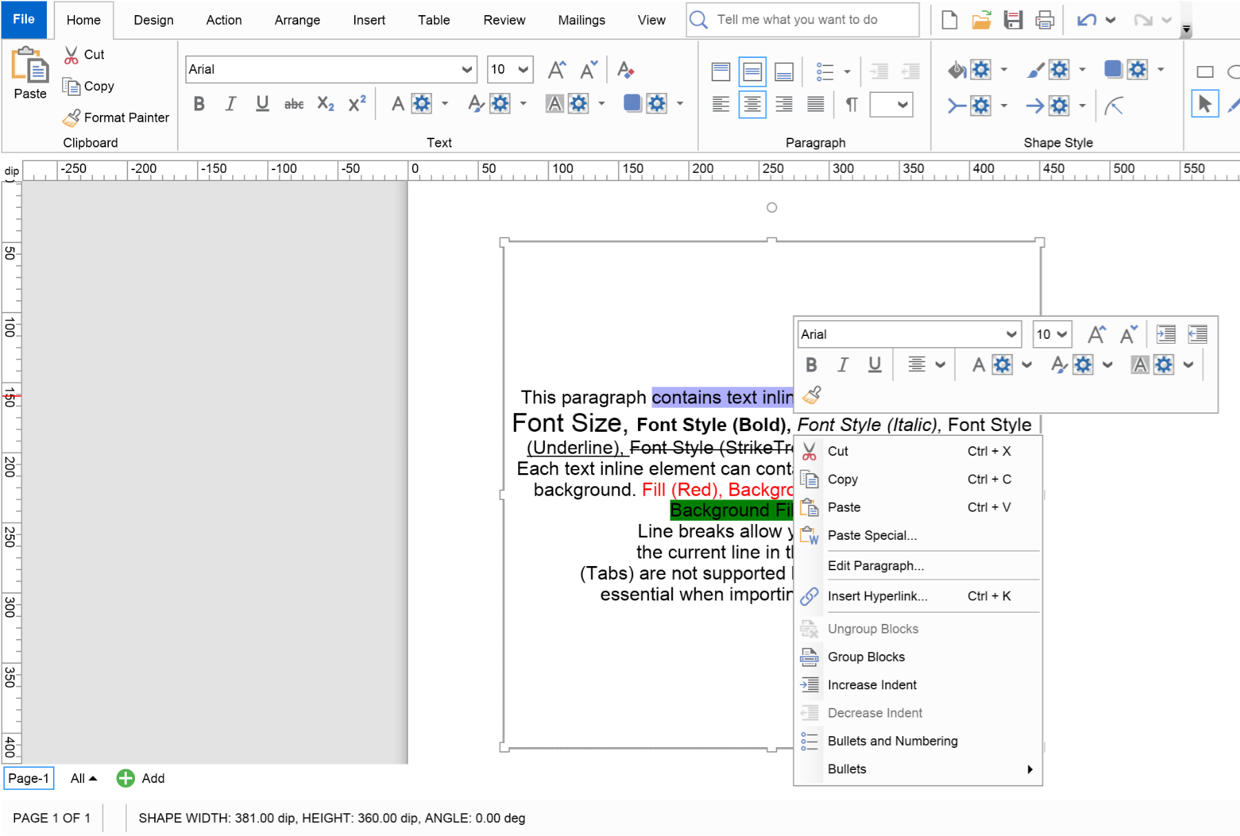 inplace text editor