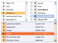 Font list boxes