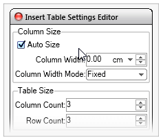 Cross platform table insert options