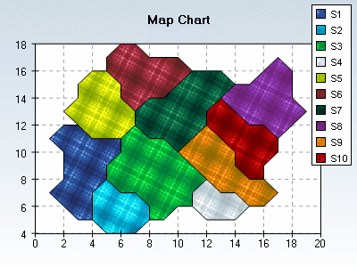 Map chart with different fill effects