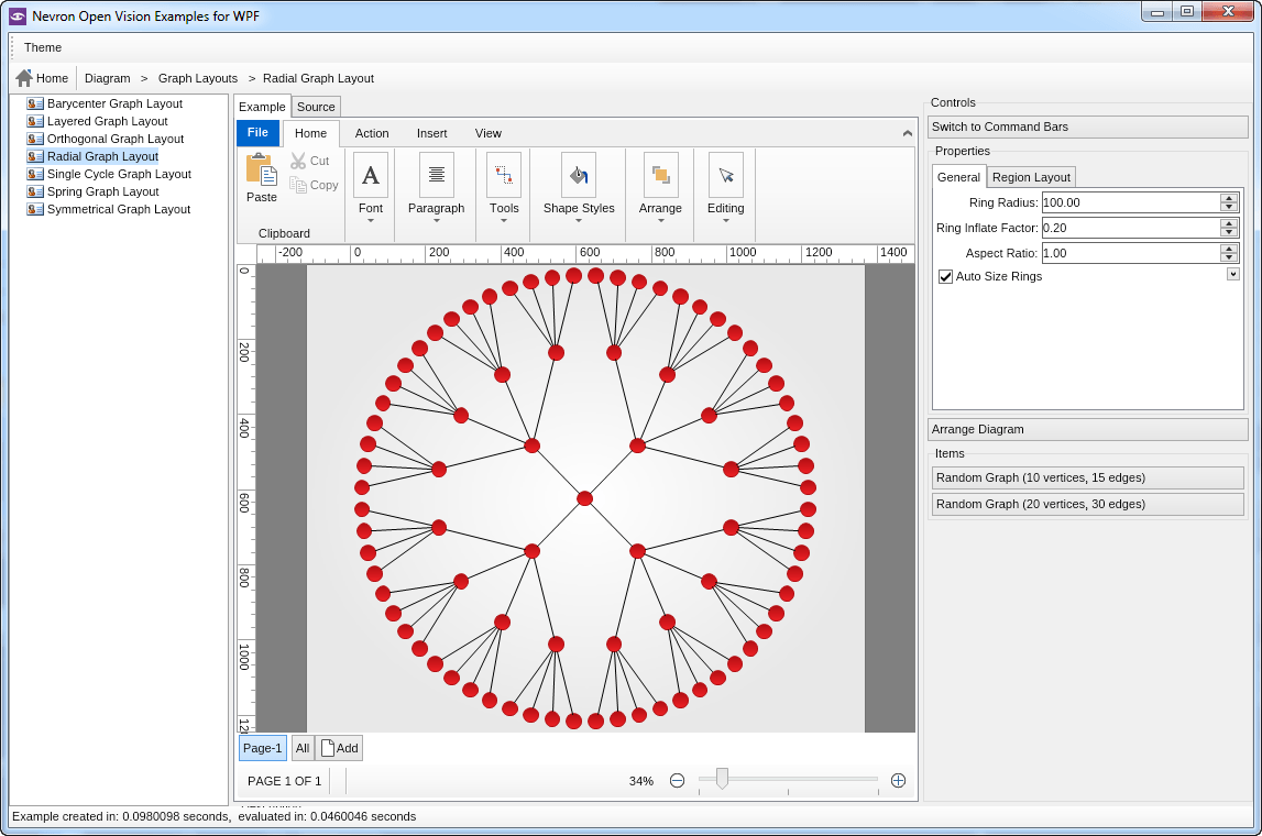 Radial graph layout