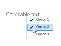 Checkable context text menu