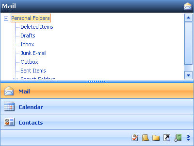 Navigation pane office 2007 blue